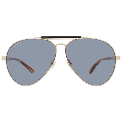 Pre-owned Gucci Gg1287s-004 Gold Havana Grey Sunglasses In Gray
