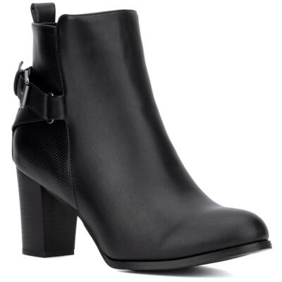 New York & Company Womens Andra Faux Leather Booties Ankle Boots Shoes BHFO 5926