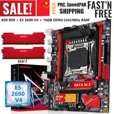 X99 RS9 Motherboard Xeon E5 2690 V4 CPU LGA 2011-3 16G DDR4 2666MHz NON-ECC RAM