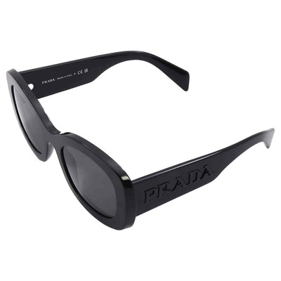 Pre-owned Prada Dark Grey Oval Ladies Sunglasses Pr A13s 1ab5s0 54 Pr A13s 1ab5s0 54 In Gray