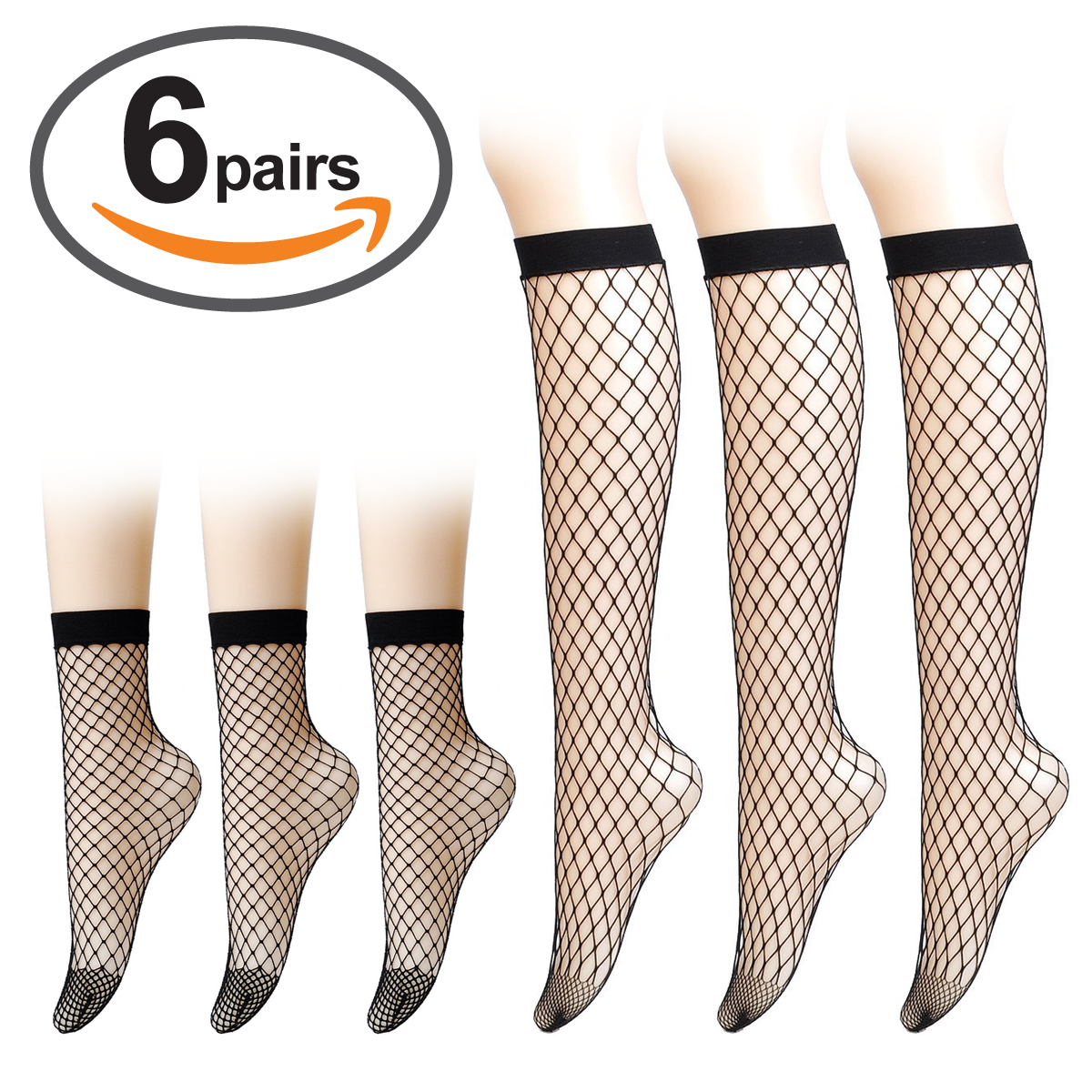 Stockings 6 Pairs Sexy Ankle & Knee High Mesh Sheer Socks For Girl