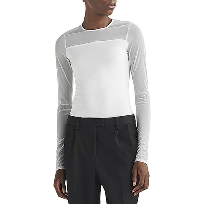 Rag & Bone Womens Luca White Mixed Media Mesh Inset Tee T-Shirt Top L BHFO 8289