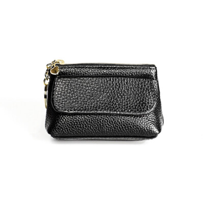 Womens Genuine Leather Small Coin Holder Change Purse Zipper Key Card Wallet
