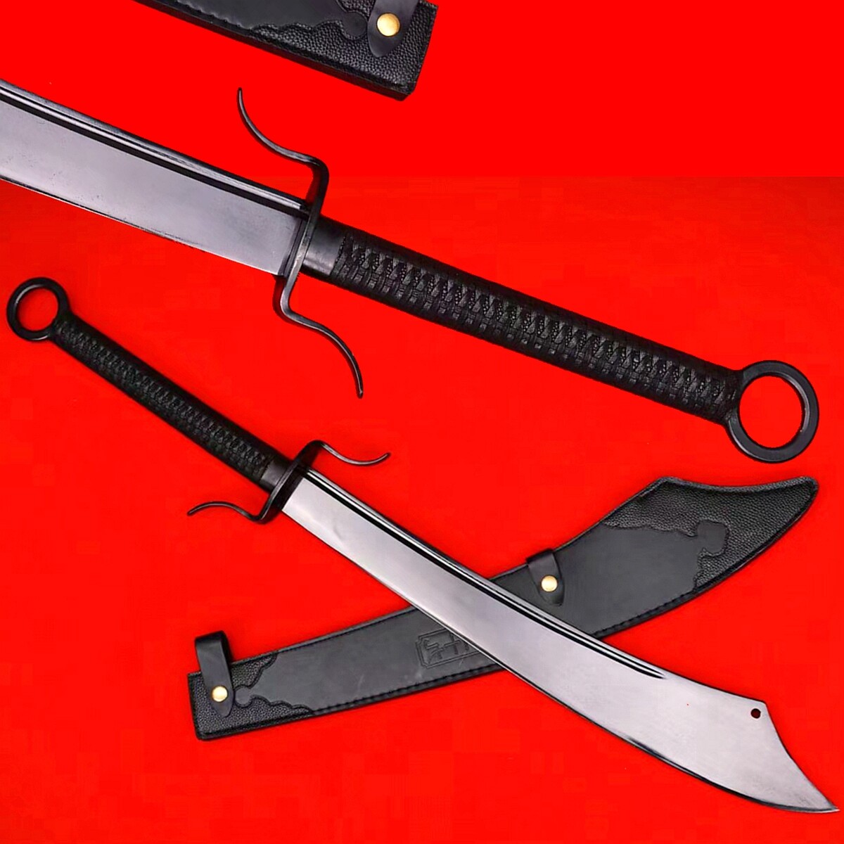 Double-Handed Dao Black Blade Anti-Japan War Broadsword