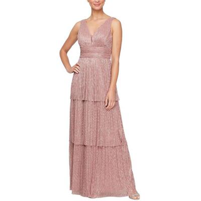 Alex Evenings Womens Pink Metallic Long Formal Evening Dress Gown 10 BHFO 1331
