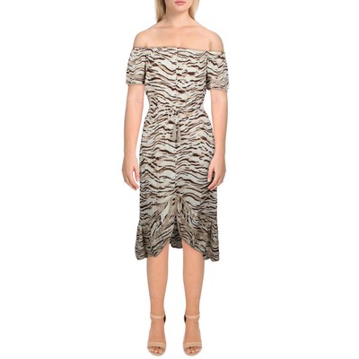 

Женское платье макси цвета слоновой кости с открытыми плечами INC Petites  BHFO 2141, Ivory/brown multi