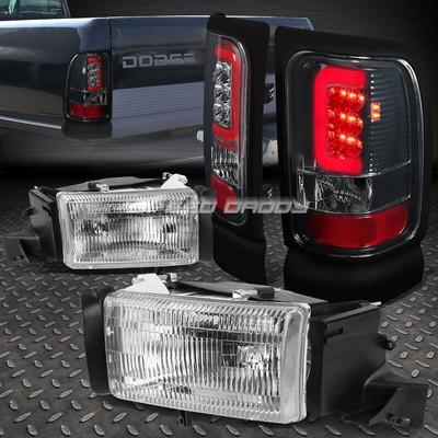 ХРОМИРОВАННЫЙ КОРПУС ФАРЫ OE + ХРОМИРОВАННАЯ СВЕТОДИОДНАЯ ПЛАНКА ЗАДНЕГО СТОП-СИГНАЛА ДЛЯ 94-02 DODGE RAM
