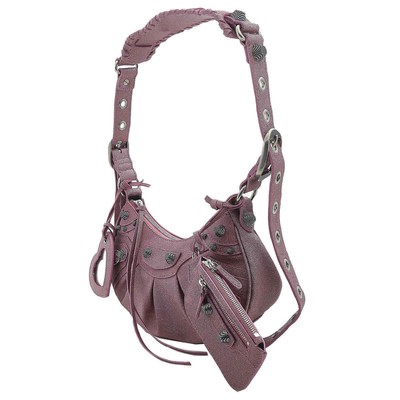 Pre-owned Balenciaga Rose Glitter Le Cagole Xs Shoulder Bag 671309210p25812