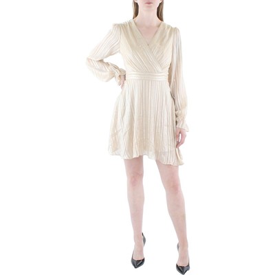 Женское бежевое шифоновое мини-платье-футляр B. Darlin цвета металлик для юниорок 1/2 BHFO 5529