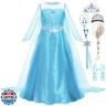 Luzlen Elsa Dress for Girls Toddler Snow Princess Costume Blue with Wig Halloween Birthday Party Dress Up Outfits, 4-5T(Tag 120)