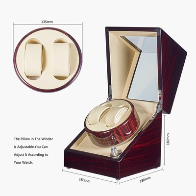JQUEEN Double Watch Winder with Quiet Japanese Mabuchi Motor Brown + White