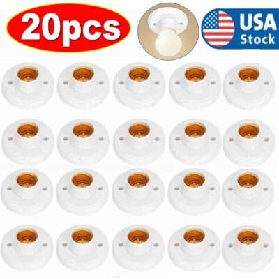 20Pcs E27 Light Bulb Pendant Lamp Round Fixing Base Holder Screw Cap Socket US