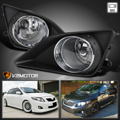 Fits 2009-2010 Toyota Corolla Clear Driving Fog Lights Lamps+Switch+Wiring Pair