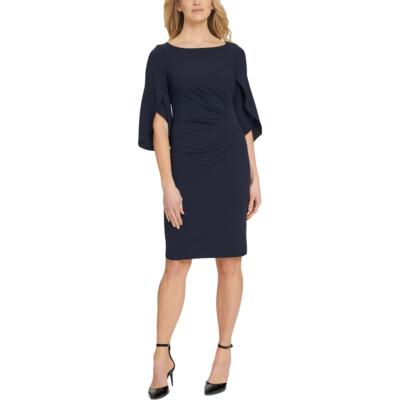 

DKNY Женское темно-синее официальное платье-футляр с короткими рукавами-тюльпанами  BHFO 9676, Navy