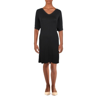 

Черное женское мини-платье-футболка с v-образным вырезом 24seven Comfort Apparel  BHFO 3395, Черный