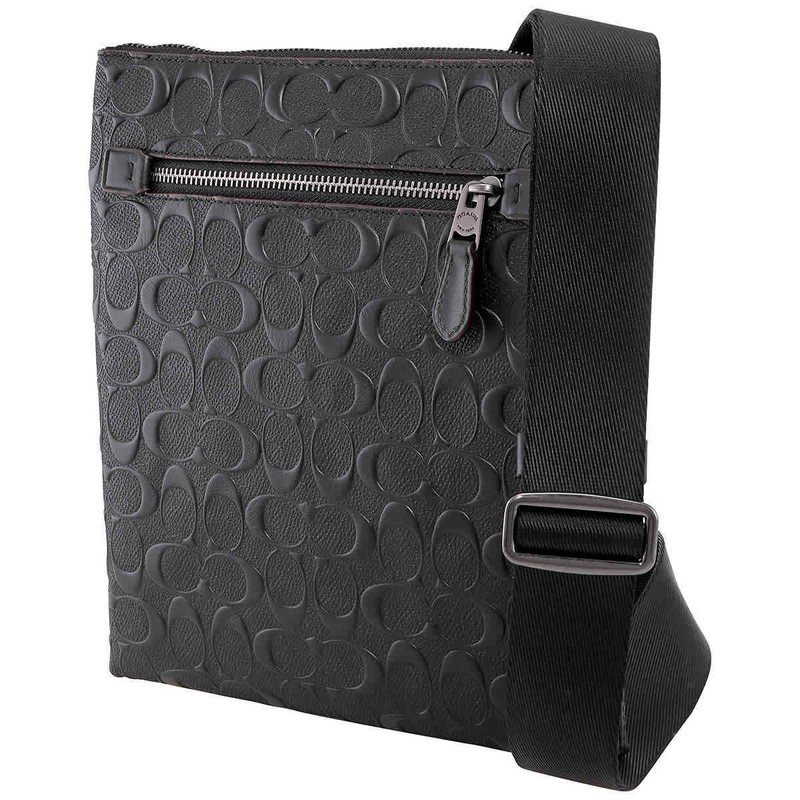 Coach Signature Leather Metropolitan Slim Messenger Bag Black 979 QB/BK