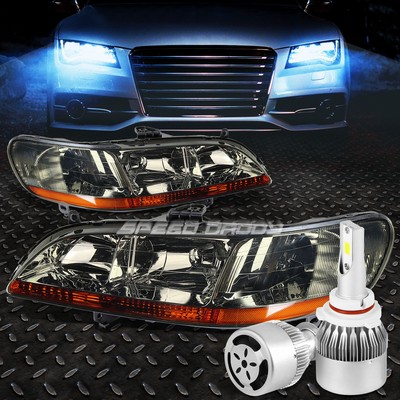 ЗАКОПЧЕННЫЙ КОРПУС, ЯНТАРНЫЙ УГОЛ ФАРЫ + БЕЛЫЙ СВЕТОДИОД 9006 HID + ВЕНТИЛЯТОР ДЛЯ ACCORD CG 98-02