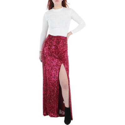 

Jump Apparel Женская красная юбка-миди до середины икры с разрезом и пайетками  BHFO 2249, Красный