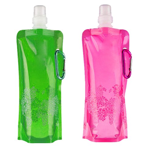 2x Foldable Water Bottle Folding Drink Outdoor Sport Running Portable Water