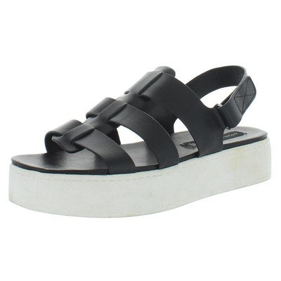 

Женские черные сандалии Ginny на плоской подошве Steven By Steve Madden 9 Medium (B,M) 0881, Black leather