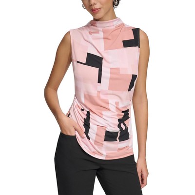 Женская розовая рубашка-пуловер с имитацией шеи и принтом Calvin Klein M BHFO 8597
