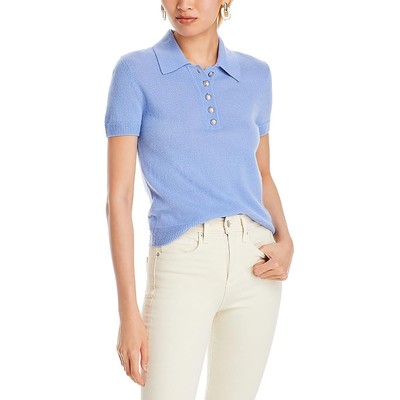 Veronica Beard Womens Blue Cashmere Knit Polo Top Sweater XS BHFO 8836