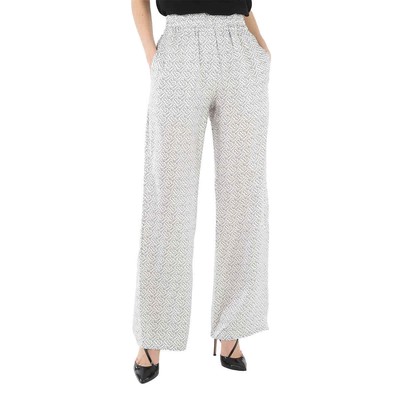 Pre-owned Burberry Seighford Monogram Print Silk-twill Wide-leg Trousers In Multicolor