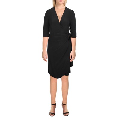

Женское черное платье длиной до колена с запахом Kiyonna, 1 шт., BHFO 6284, Черный