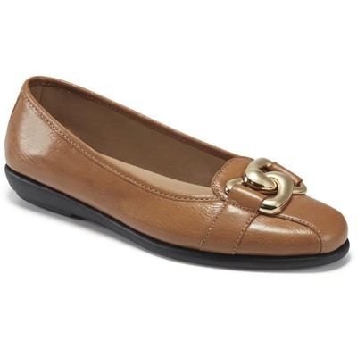 Женские мокасины из коричневой кожи с круглым носком Aerosoles 8 Medium (B,M) BHFO 5629