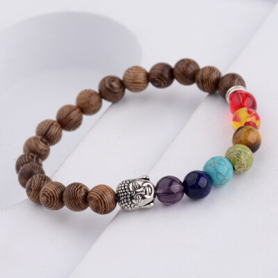 7 Chakra Healing Beads Bracelet Natural Stone Yoga Balance Reiki Prayer Bangles
