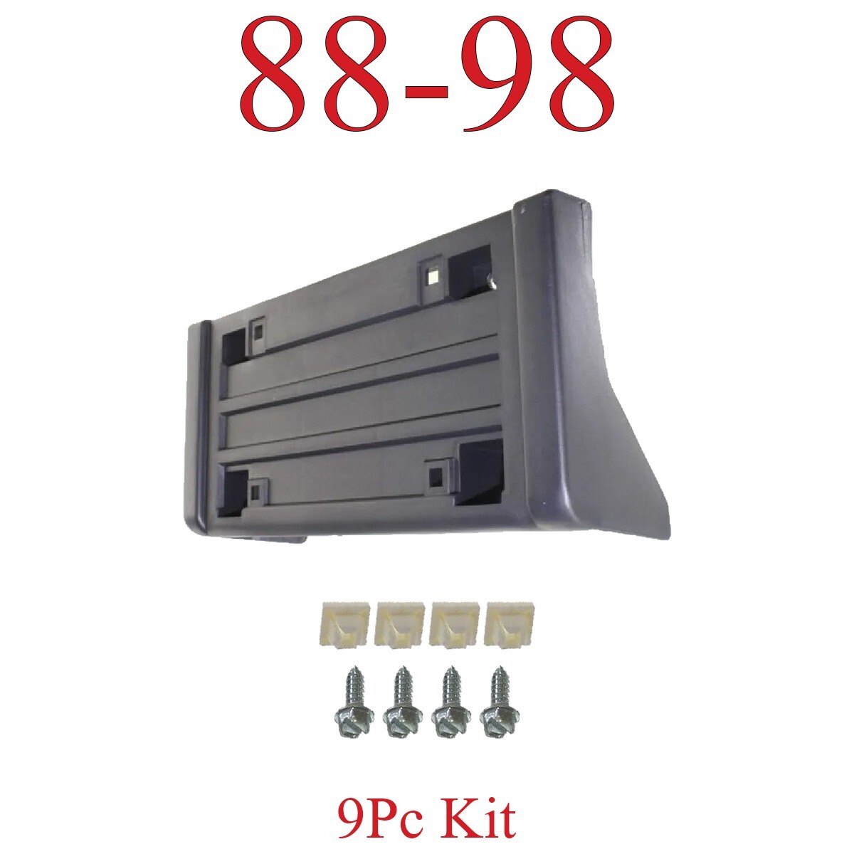 9Pc w/o Trim, 88 98 Chevy Front License Plate Bracket W