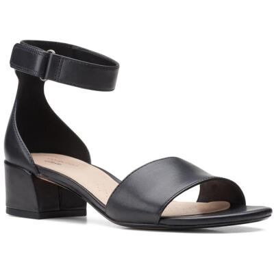 

Женские кожаные туфли на каблуке Clarks Caroleigh Anya с ремешком на щиколотке BHFO 4212, Black leather, Caroleigh Anya