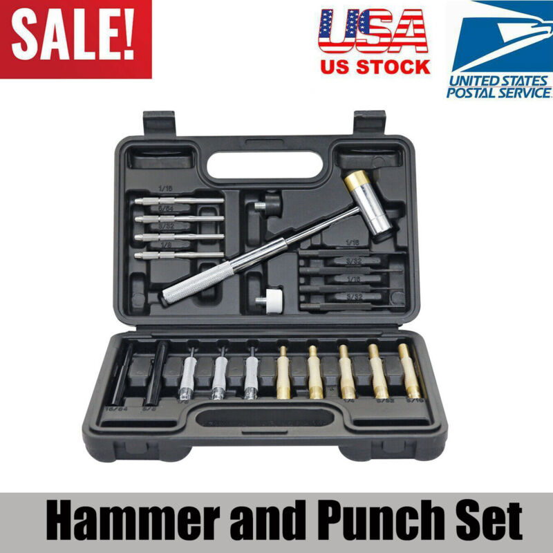 21pcs Roll Pin Punch Brass Steel Double-faced Hammer Gunsmithing Maintenance Set