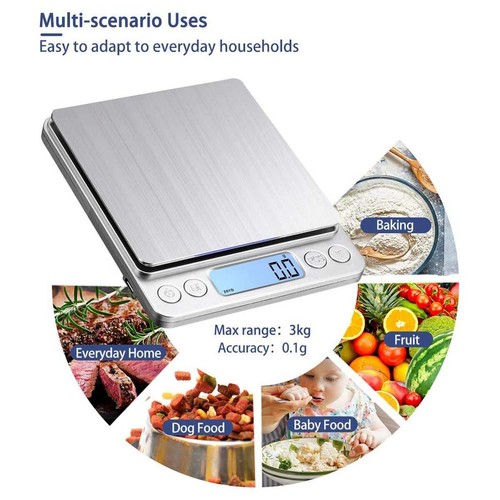 3KG Food Kitchen Scale, Digital Grams & Ounces for Weight Loss, Baking, Cooking