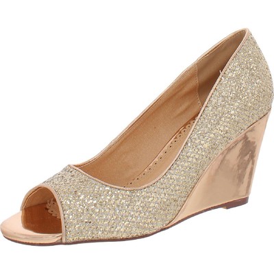 Коллекция Journee Женские туфли Selma Glitter с открытым носком на танкетке BHFO 9439