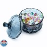 EWEIGEER 8oz Glass Candy Dish with Lid,Small Crystal Candy Jar,Apothecary Jar for Cotton Balls,Q Tips, Small Accessories,Office,Bathroom,Dining Room Organizer(Gray)