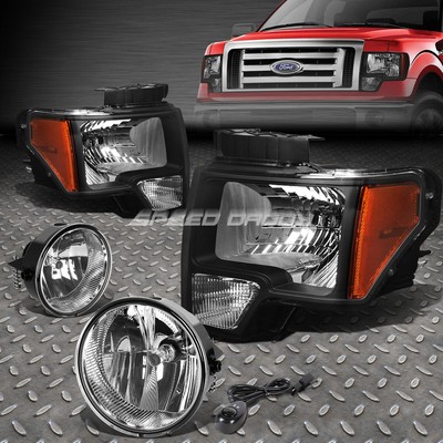 ЧЕРНАЯ ФАРА + ЖЕЛТЫЙ ПОВОРОТНИК + ХРОМИРОВАННЫЕ ПРОТИВОТУМАННЫЕ ФАРЫ + ПЕРЕКЛЮЧАТЕЛЬ ДЛЯ 09-14 FORD F150 LOBO
