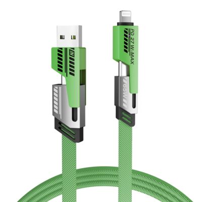 4-in-1 USB TYPE C 5FT Cable 65W Fast Charging Flat Braided Anti-Tangle Universal