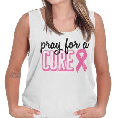 Praying For Cure Breast Cancer Awareness BCA Womens Tank Top Sleeveless T-Shirt