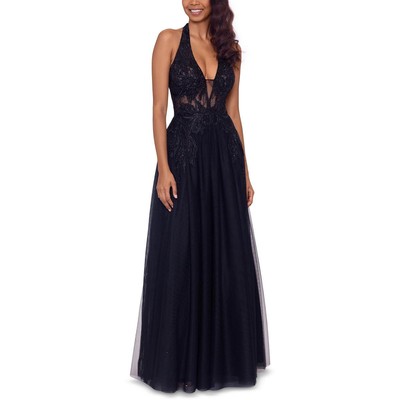 

Женское черное вечернее платье с вышивкой на бретельках Betsy - Adam  BHFO 4324, Dress