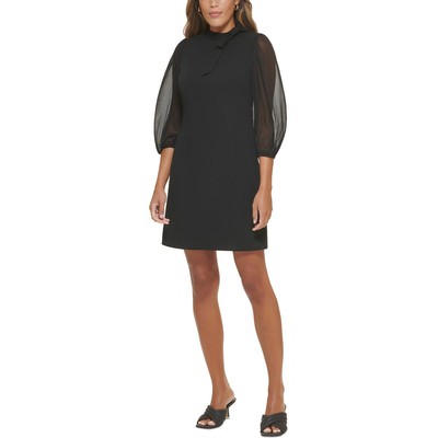 Короткое мини-платье Calvin Klein Womens Black Illusion с завязкой на шее 16 BHFO 9999