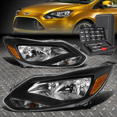 ДЛЯ 12-14 FORD FOCUS ЧЕРНЫЙ КОРПУС, ЯНТАРНЫЕ УГЛОВЫЕ ФАРЫ ГОЛОВНОГО СВЕТА + НАБОР ИНСТРУМЕНТОВ
