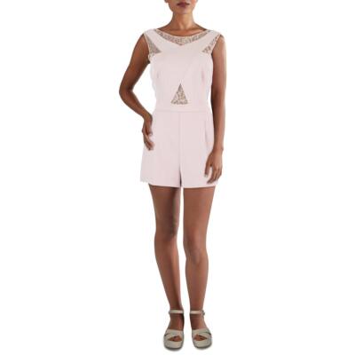 

BCBGMAXAZRIA Женский розовый кружевной комбинезон с кроссовером с иллюзией  BHFO 4275, Dusty pink