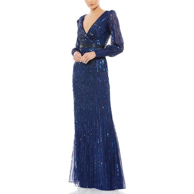 Женское вечернее платье Mac Duggal с темно-синими украшениями, 10 BHFO 0487