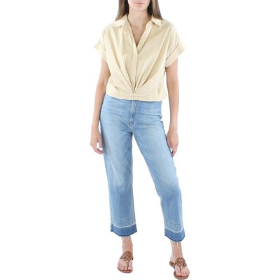 Женская бежевая рубашка на пуговицах с воротником-стойкой Lauren Ralph Lauren 8 BHFO 5018