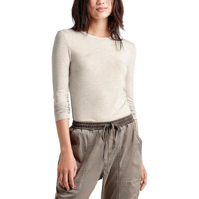 Splendid Womens Bamboo Taupe Crewneck Long Sleeve Pullover Top Shirt M BHFO 3313