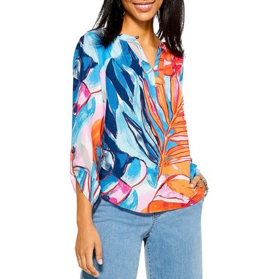 

Женский синий пуловер с принтом Nic + Zoe, блузка, топ  BHFO 4369, Blue multi