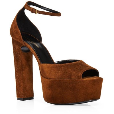 

Yves Saint Laurent Womens Jodi Brown Platform Heels 38.5 Medium (B,M) BHFO 2644, Land, Jodi