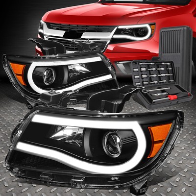 ДЛЯ 15-23 CHEVY COLORADO 3D LED DRL ЧЕРНЫЙ/ЯНТАРНЫЙ ПРОЕКТОР ФАР + НАБОР ИНСТРУМЕНТОВ