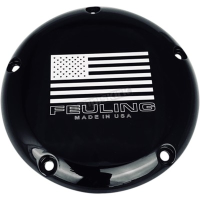 Feuling Black Large 5-Hole American Flag Derby Cover w/Contrast Logo - 9162